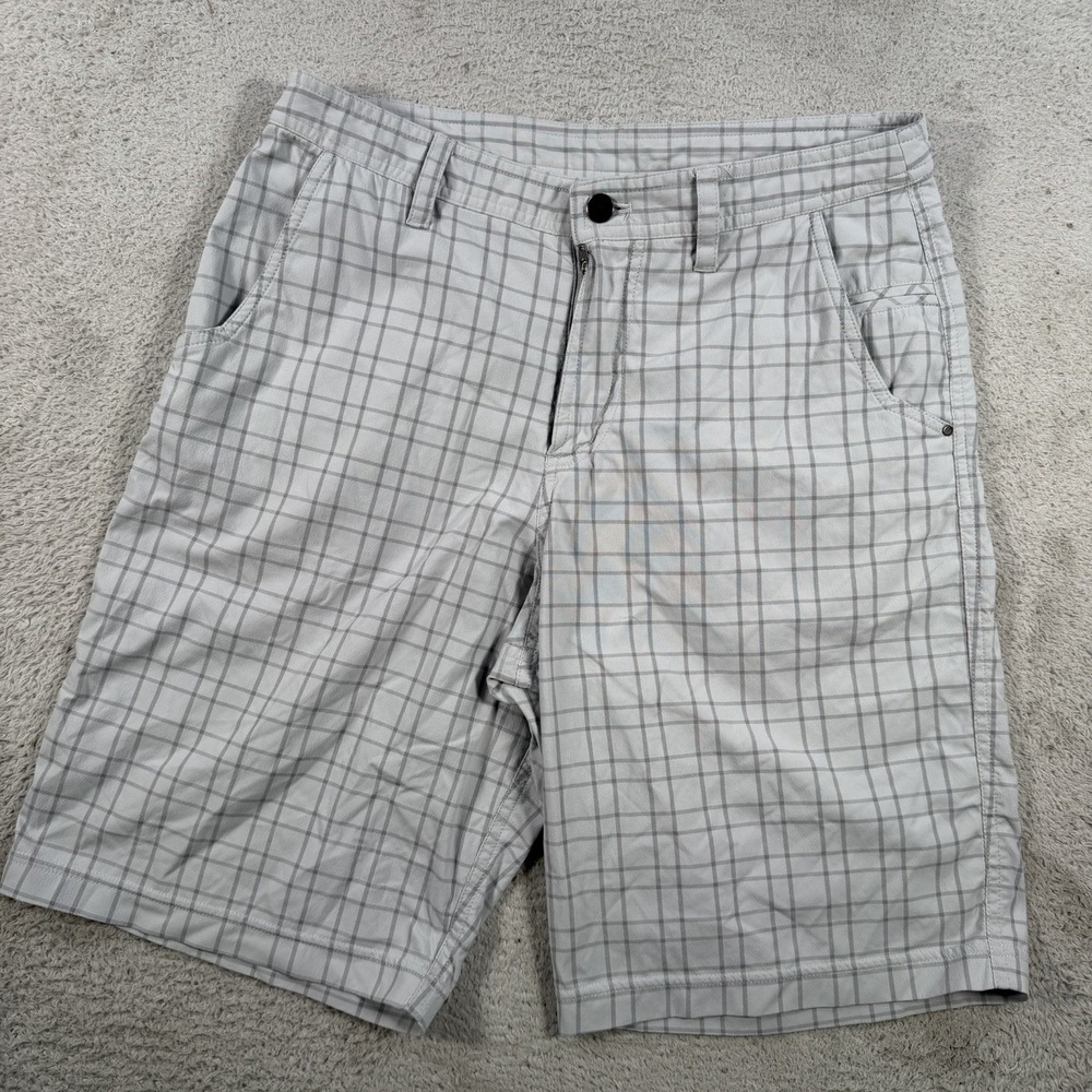Lululemon Shorts Mens 32 Gray Plaid Nylon Stretch Performance Hiking Outdoor